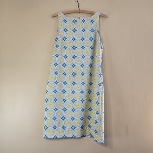 Sail to Sable Yellow and Aqua Citrus-Print Midi Dress